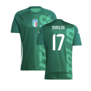 2024-2025 Italy Pre-Match Shirt (Green) (MANCINI 17)