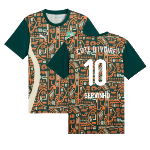 2024-2025 Ivory Coast Prematch SS Jersey (Dark Myrtle) (Gervinho 10)