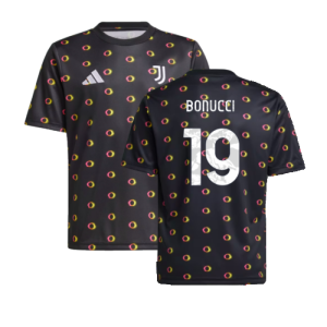 2024-2025 Juventus Pre-Match Shirt (Black) - Kids (Bonucci 19)