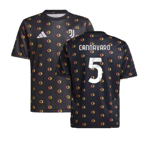 2024-2025 Juventus Pre-Match Shirt (Black) - Kids (Cannavaro 5)