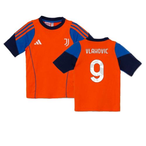 2024-2025 Juventus Training Tee (Orange) - Kids (Vlahovic 9)