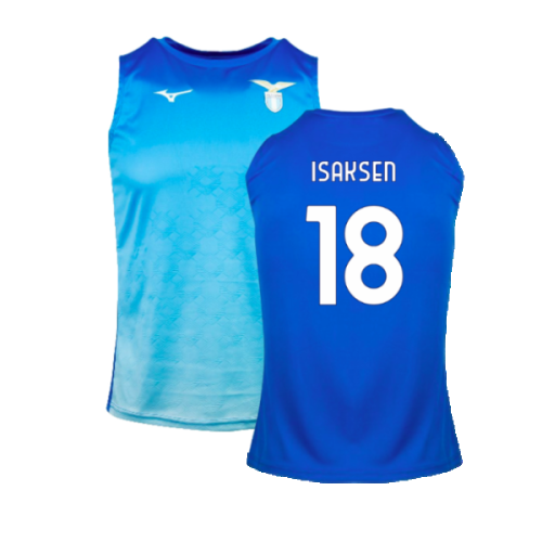 2024-2025 Lazio Graphic Sleeveless Training Shirt (Royal) (Isaksen 18)