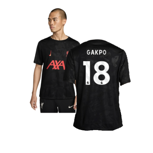 2024-2025 Liverpool Academy Pro Third Pre-Match Top (Black) (Gakpo 18)