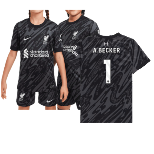 2024-2025 Liverpool Home Goalkeeper Shirt (Black) - Kids (A.Becker 1)