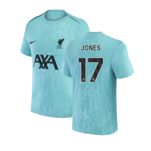 2024-2025 Liverpool Pre-Match Away Shirt (Teal) (Jones 17)