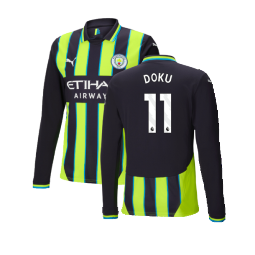 2024-2025 Man City Away Long Sleeve Authentic Shirt (Doku 11)