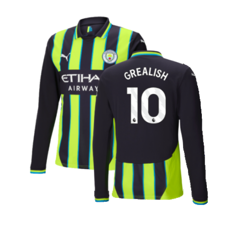 2024-2025 Man City Away Long Sleeve Authentic Shirt (Grealish 10)