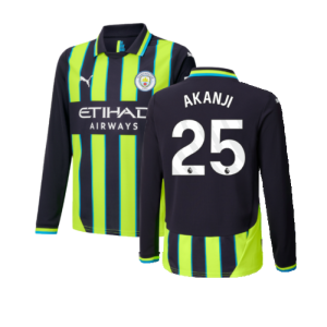 2024-2025 Man City Away Long Sleeve Shirt (Kids) (Akanji 25)