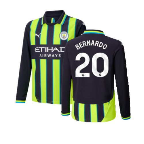 2024-2025 Man City Away Long Sleeve Shirt (Kids) (Bernardo 20)