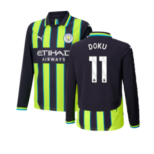 2024-2025 Man City Away Long Sleeve Shirt (Kids) (Doku 11)