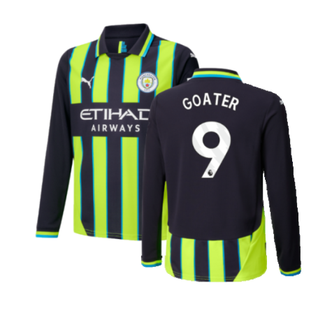 2024-2025 Man City Away Long Sleeve Shirt (Kids) (Goater 9)