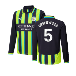 2024-2025 Man City Away Long Sleeve Shirt (Kids) (Greenwood 5)