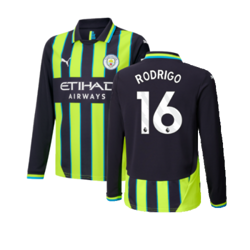 2024-2025 Man City Away Long Sleeve Shirt (Kids) (Rodrigo 16)