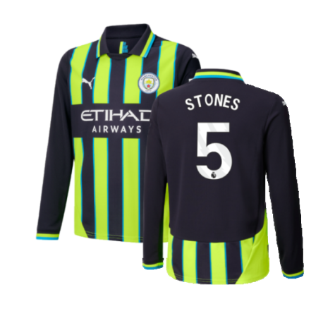 2024-2025 Man City Away Long Sleeve Shirt (Kids) (Stones 5)