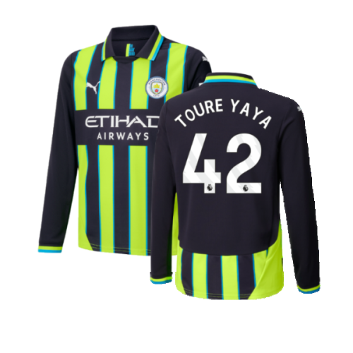 2024-2025 Man City Away Long Sleeve Shirt (Kids) (Toure Yaya 42)