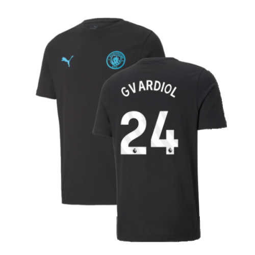 2024-2025 Man City ESS Tee (Black) - Kids (Gvardiol 24)