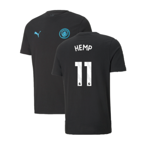 2024-2025 Man City ESS Tee (Black) - Kids (Hemp 11)