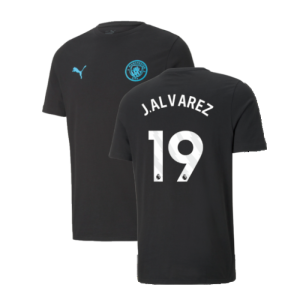 2024-2025 Man City ESS Tee (Black) - Kids (J.Alvarez 19)