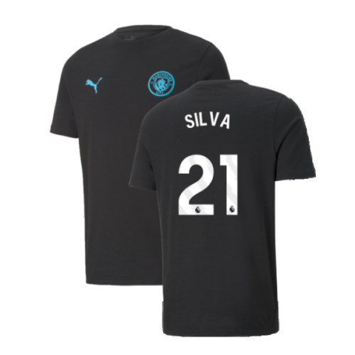 2024-2025 Man City ESS Tee (Black) - Kids (Silva 21)