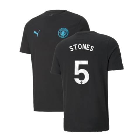 2024-2025 Man City ESS Tee (Black) - Kids (Stones 5)