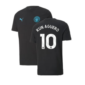 2024-2025 Man City ESS Tee (Black) (Kun Aguero 10)