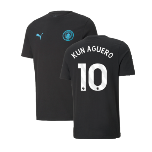 2024-2025 Man City ESS Tee (Black) (Kun Aguero 10)