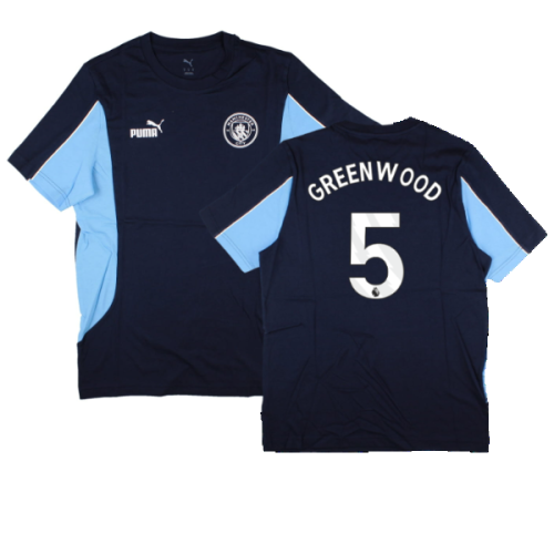 2024-2025 Man City FtblArchive Tee (Navy) (Greenwood 5)