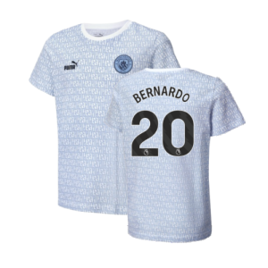 2024-2025 Man City ftblCulture Tee AOP (Light Blue) - Kids (Bernardo 20)