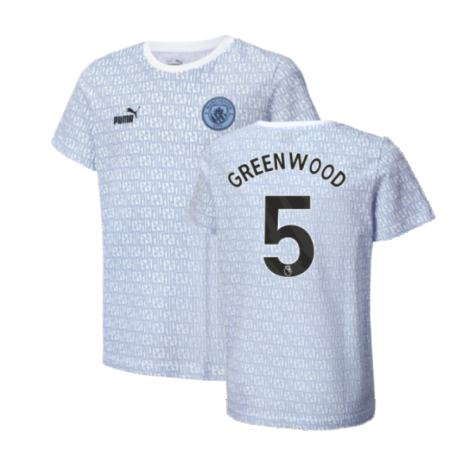 2024-2025 Man City ftblCulture Tee AOP (Light Blue) - Kids (Greenwood 5)