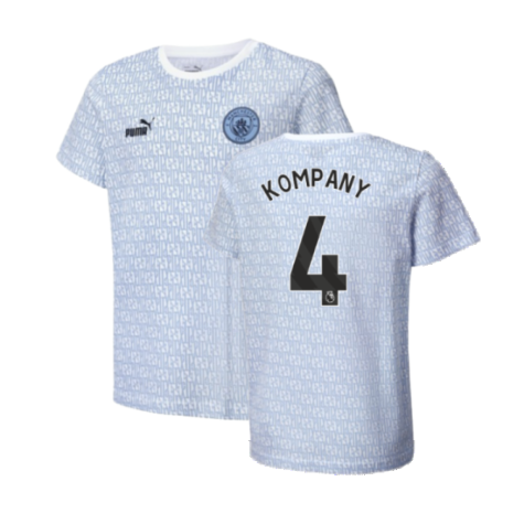 2024-2025 Man City ftblCulture Tee AOP (Light Blue) - Kids (Kompany 4)