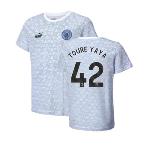 2024-2025 Man City ftblCulture Tee AOP (Light Blue) - Kids (Toure Yaya 42)