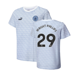 2024-2025 Man City ftblCulture Tee AOP (Light Blue) - Kids (Wright Phillips 29)