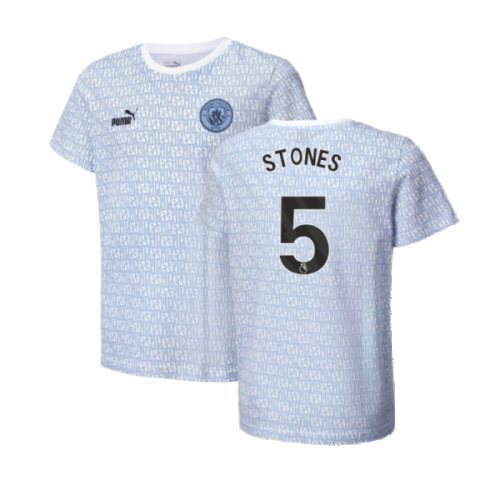 2024-2025 Man City ftblCulture Tee AOP (Light Blue) (Stones 5)