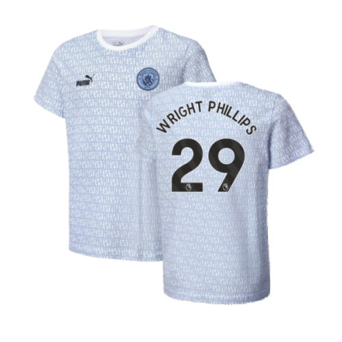 2024-2025 Man City ftblCulture Tee AOP (Light Blue) (Wright Phillips 29)