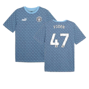 2024-2025 Man City ftblCulture Tee AOP (Navy) (Foden 47)