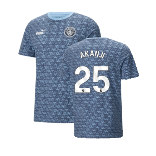 2024-2025 Man City ftblCulture Tee AOP (Navy) - Kids (Akanji 25)