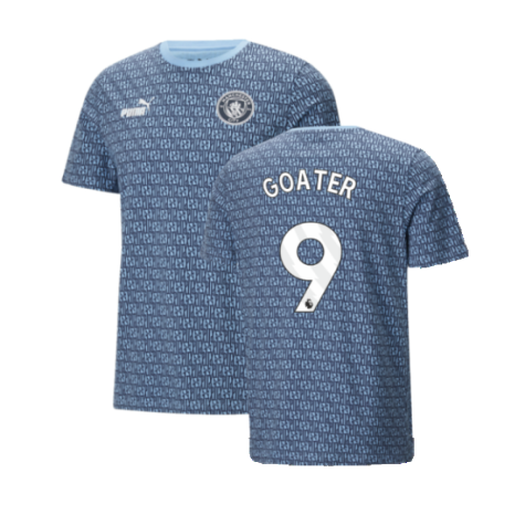 2024-2025 Man City ftblCulture Tee AOP (Navy) - Kids (Goater 9)