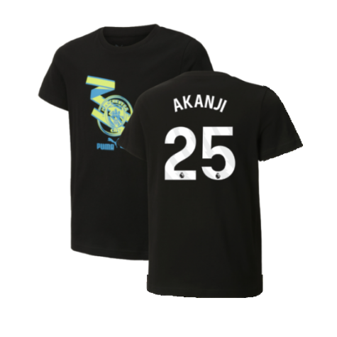 2024-2025 Man City ftblCulture Tee (Black) - Kids (Akanji 25)