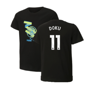 2024-2025 Man City ftblCulture Tee (Black) - Kids (Doku 11)