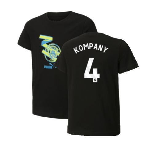 2024-2025 Man City ftblCulture Tee (Black) - Kids (Kompany 4)