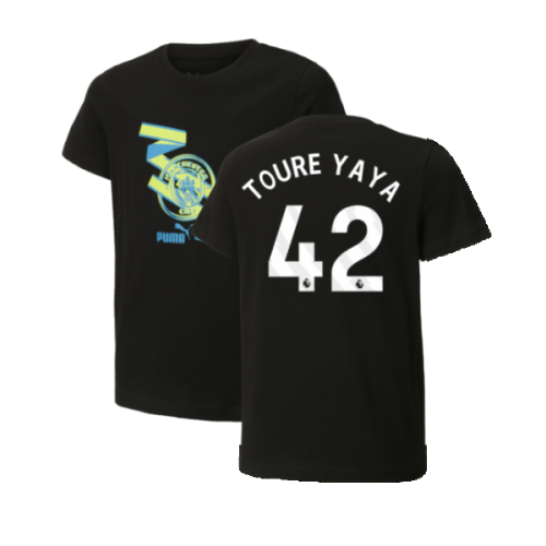 2024-2025 Man City ftblCulture Tee (Black) - Kids (Toure Yaya 42)