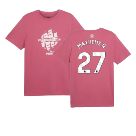 2024-2025 Man City ftblCulture Tee (Dusty Orchid) (Matheus N. 27)