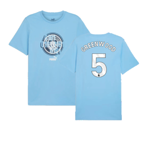 2024-2025 Man City ftblCulture Tee (Light Blue) (Greenwood 5)