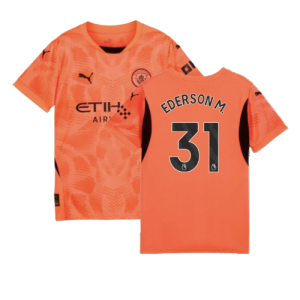 2024-2025 Man City Goalkeeper Shirt (Neon Sun) - Kids (Ederson M. 31)