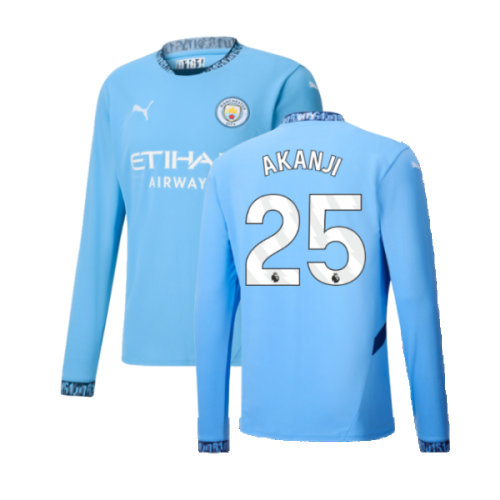 2024-2025 Man City Home Long Sleeve Shirt (Akanji 25)