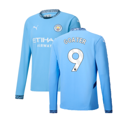 2024-2025 Man City Home Long Sleeve Shirt (Goater 9)