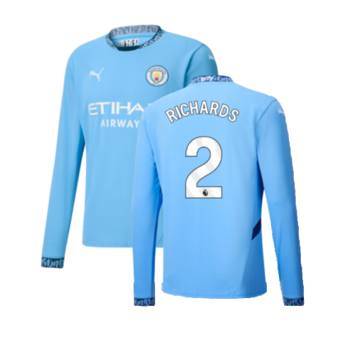 2024-2025 Man City Home Long Sleeve Shirt (Richards 2)