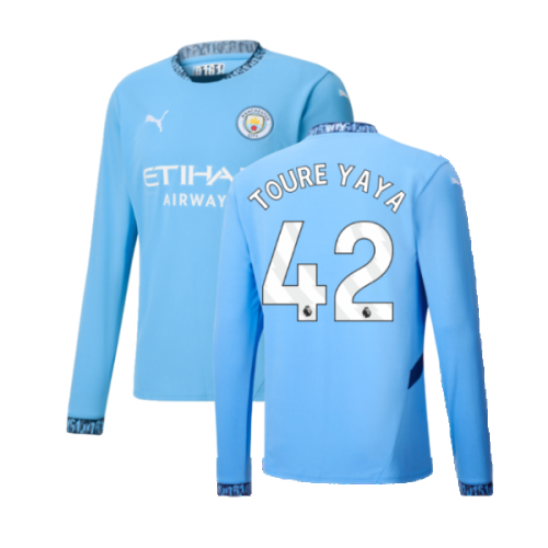 2024-2025 Man City Home Long Sleeve Shirt (Toure Yaya 42)