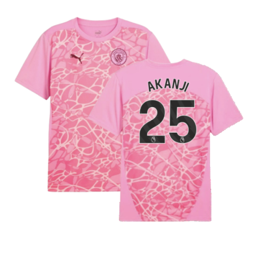 2024-2025 Man City Pre-Match Shirt (Pink) (Akanji 25)