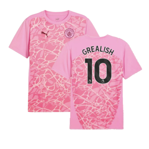 2024-2025 Man City Pre-Match Shirt (Pink) (Grealish 10)